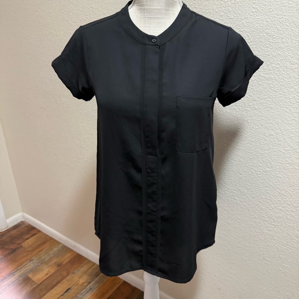 Simply Vera Vera Wang Black Short Sleeve Button-Down Shirt - Size XS